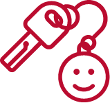 a graphic with a key and key fob smiley face